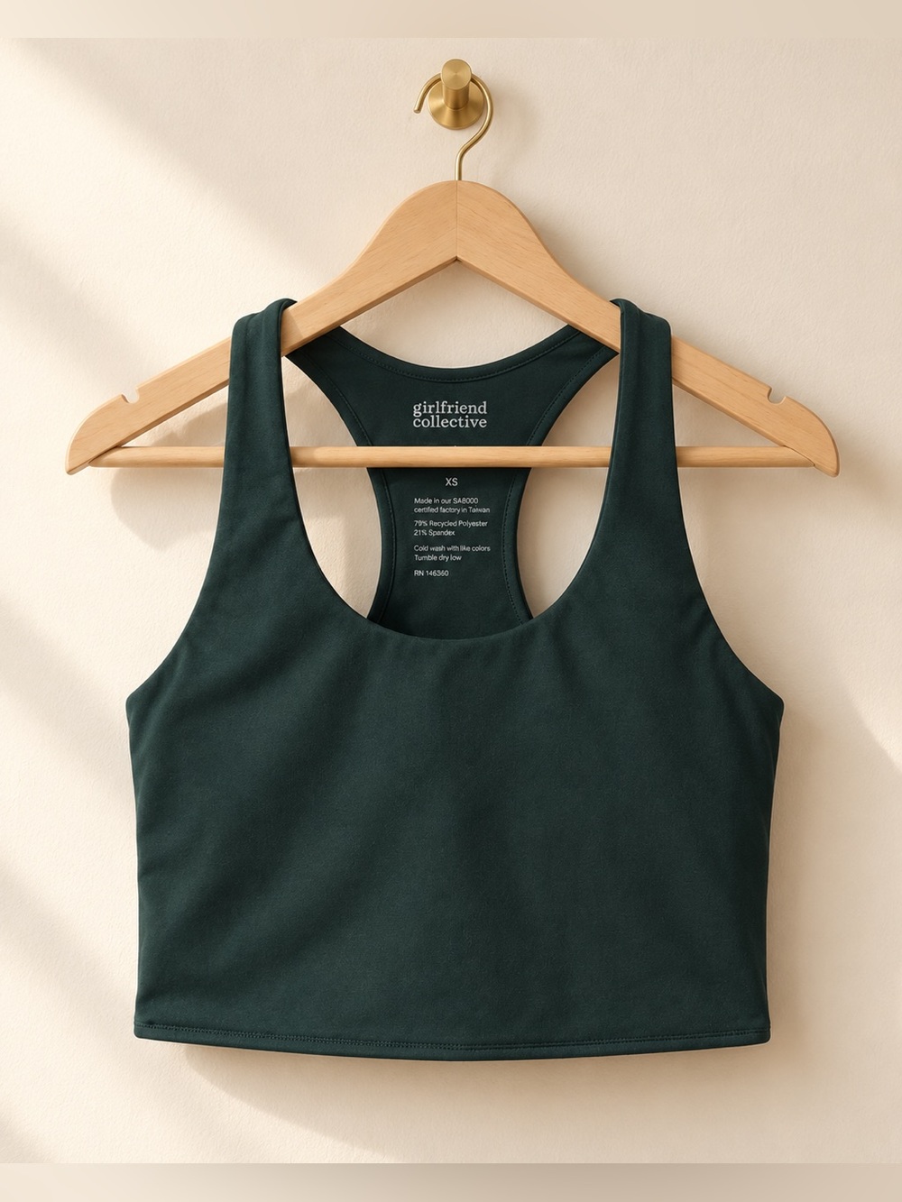 Girlfriend Collective Women’s Paloma Moss Green Racerback Bra XS ($68)